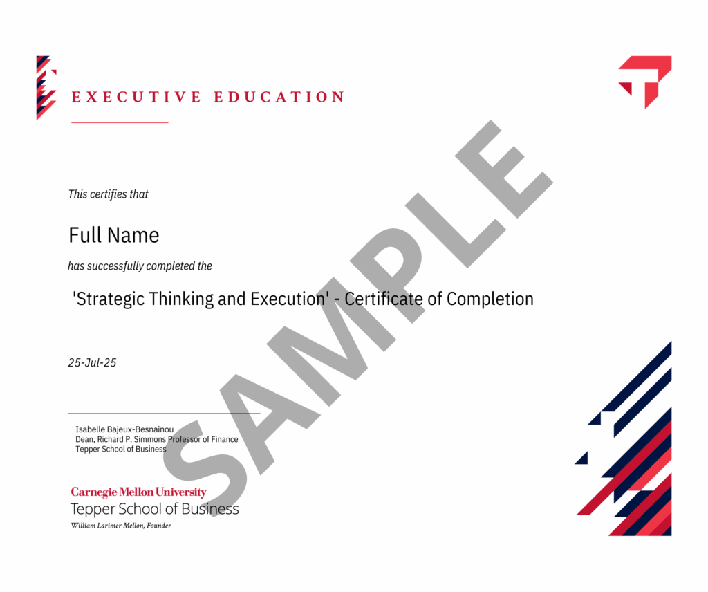 Carnegie Mellon University Sample Certificate